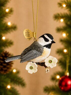 Danbury Mint Chickadee Bird Ornament 3" Songbird Christmas Ornament